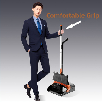 Užsienio prekybos praplatintas ir pastorintas sulankstomas šluotos ir šiukšliadėžės rinkinys valymui, kuris nesurenka plaukų, sulankstoma šluota