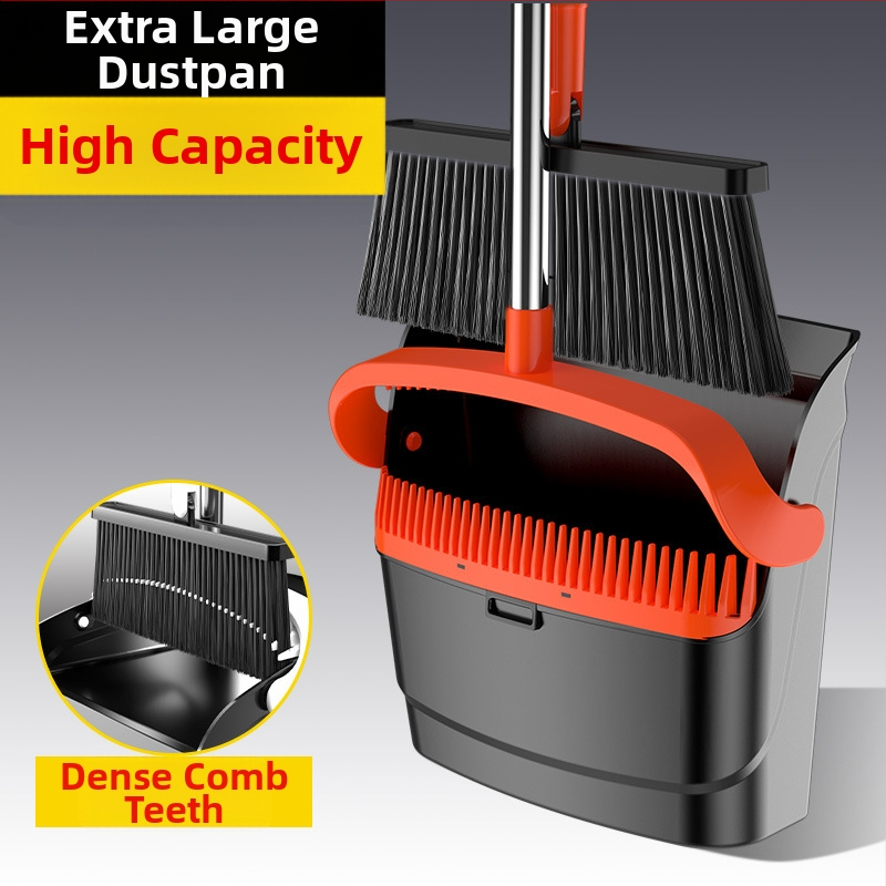 Užsienio prekybos praplatintas ir pastorintas sulankstomas šluotos ir šiukšliadėžės rinkinys valymui, kuris nesurenka plaukų, sulankstoma šluota