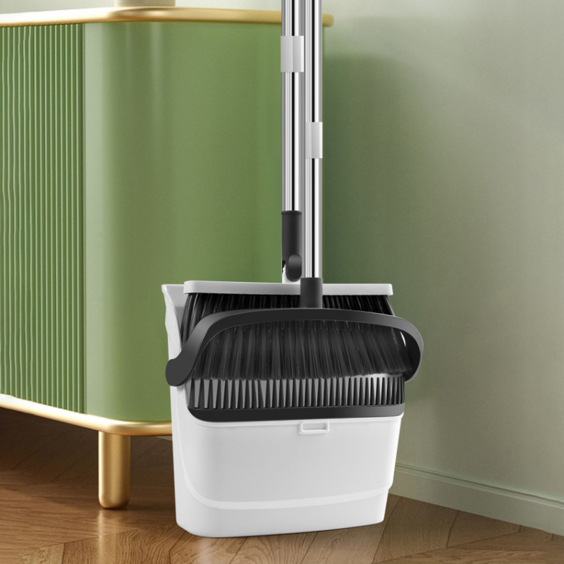 Užsienio prekybos praplatintas ir pastorintas sulankstomas šluotos ir šiukšliadėžės rinkinys valymui, kuris nesurenka plaukų, sulankstoma šluota