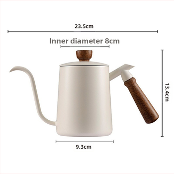 600 ml medžio masyvo rankenos pakabinamas kavos virimo puodas su ausimis, nerūdijančio plieno, plonos burnos puodas, smailios burnos puodas, ilgas burnos puodas, rankinis lauko puodas