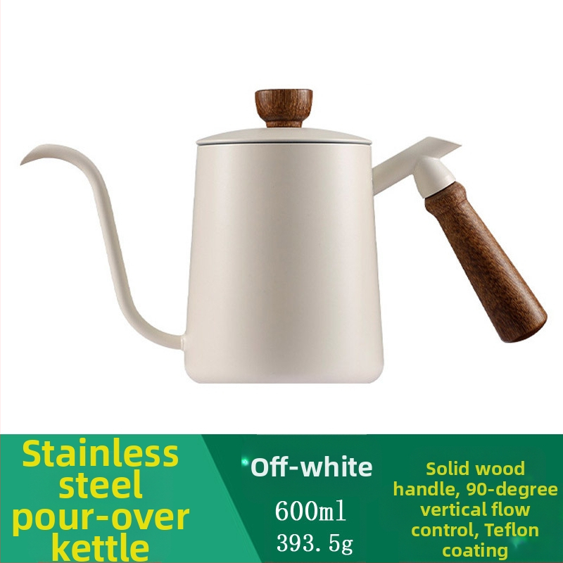 600 ml medžio masyvo rankenos pakabinamas kavos virimo puodas su ausimis, nerūdijančio plieno, plonos burnos puodas, smailios burnos puodas, ilgas burnos puodas, rankinis lauko puodas