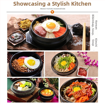 Kodumajapidamises kasutatav gaasipliit Korea stiilis kivipott Bibimbapi jaoks spetsiaalne kivipott kõrge temperatuuriga vastupidav keraamiline toiduvalmistamise suur kastme-supikauss vormiroog riisinuudlite komplekt