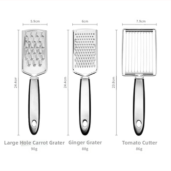 Ξυριστική μηχανή καρότων από ανοξείδωτο ατσάλι, κόφτης ντομάτας, πολυλειτουργικό σετ 3 τεμαχίων από ανοξείδωτο ατσάλι