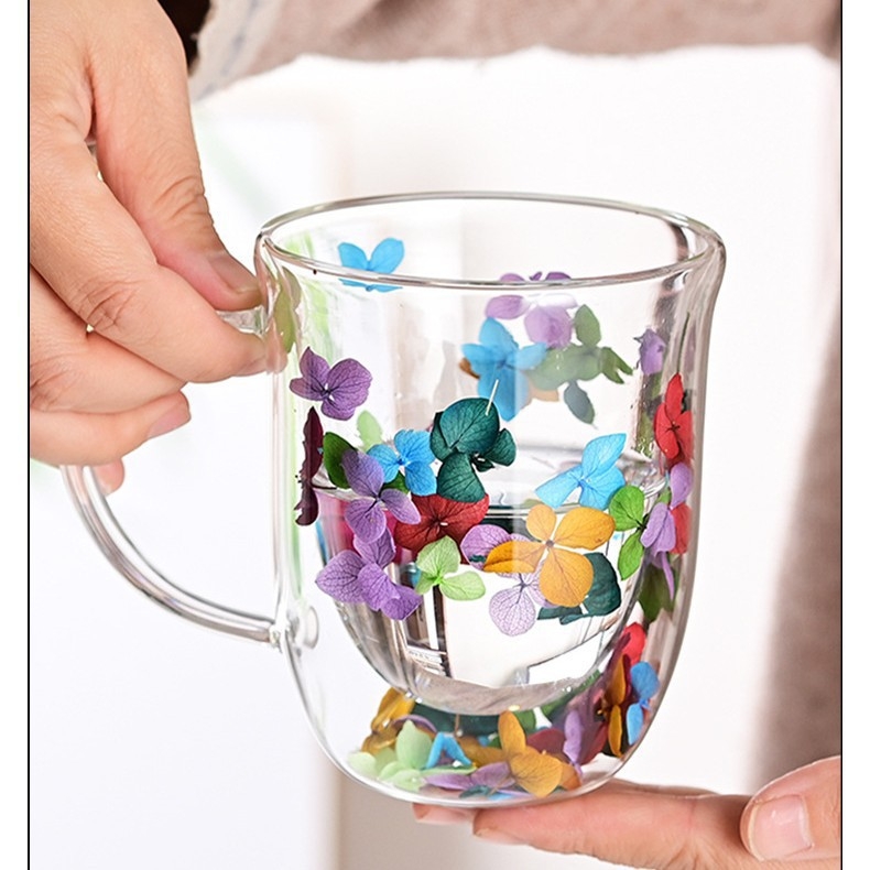 Majapidamises kasutatav kõrge borosilikaadist soojusisolatsiooniga tass, mahlatass, igavene lill, kahekihiline piimaklaas, kaasas kingitus, kõrge värviväärtusega klaas