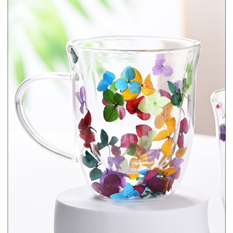 Majapidamises kasutatav kõrge borosilikaadist soojusisolatsiooniga tass, mahlatass, igavene lill, kahekihiline piimaklaas, kaasas kingitus, kõrge värviväärtusega klaas