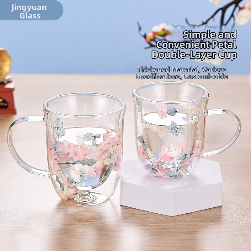 Домакински високо боросиликатен топлоизолационен съд за чаша за сок, двуслоен съд за мляко, придружаващ подарък, висококачествено стъкло за цвят