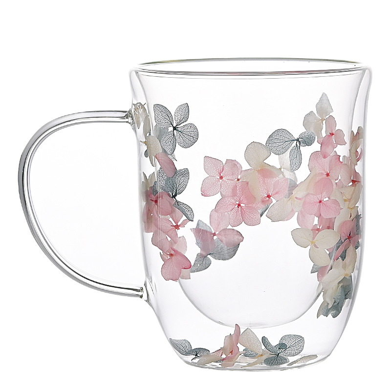 Majapidamises kasutatav kõrge borosilikaadist soojusisolatsiooniga tass, mahlatass, igavene lill, kahekihiline piimaklaas, kaasas kingitus, kõrge värviväärtusega klaas