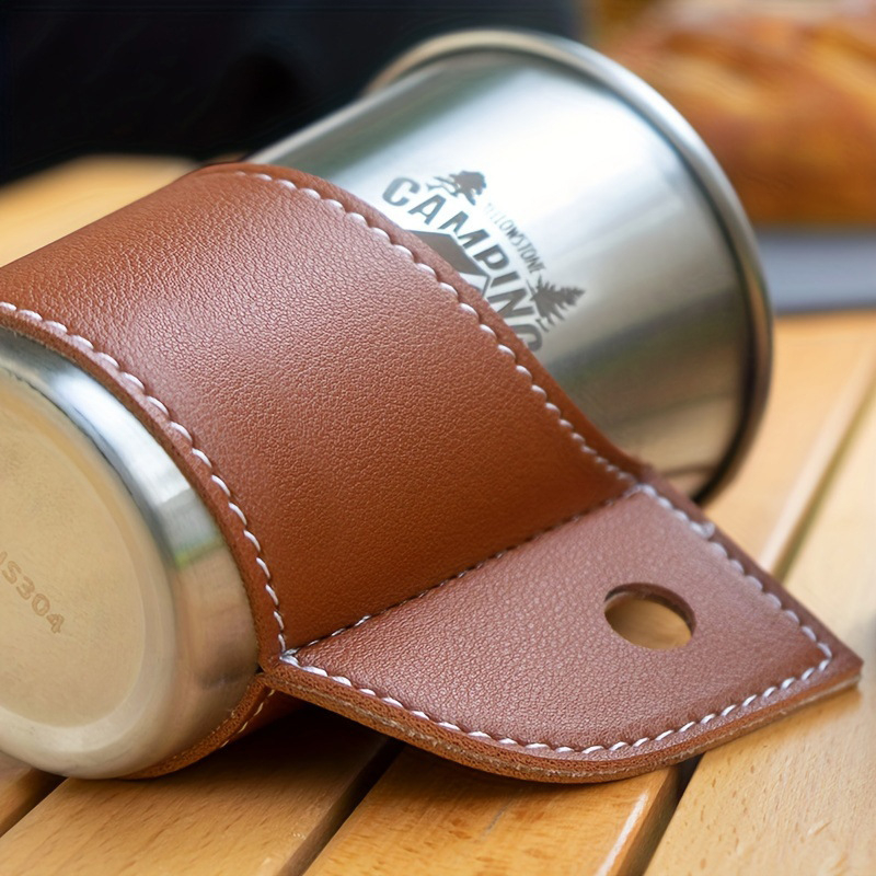 Õues kasutatav pabertops, roostevabast terasest tass, PU-tassikate, telkimisstiilis piknik, grill, isoleeritud käepide, plasttops, põletusvastane tassikate