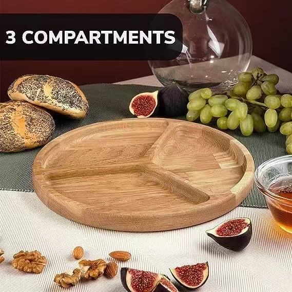 Puidust poolitatud õhtusöögitaldrik akaatsiapuust taldrik majapidamise õhtusöögitaldrik kõrge iluväärtusega beebialus elutoa laua suupisted kuivatatud puuviljataldrik