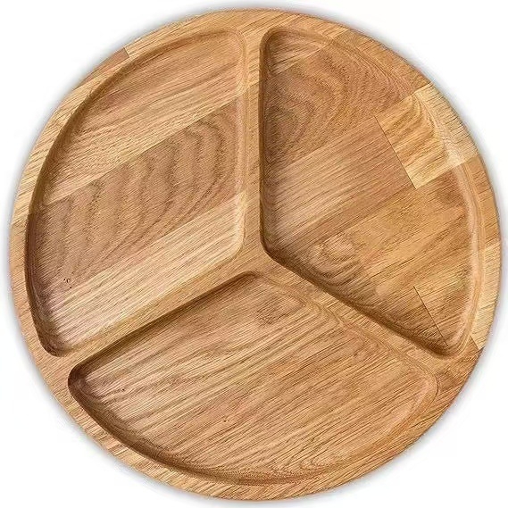 Puidust poolitatud õhtusöögitaldrik akaatsiapuust taldrik majapidamise õhtusöögitaldrik kõrge iluväärtusega beebialus elutoa laua suupisted kuivatatud puuviljataldrik