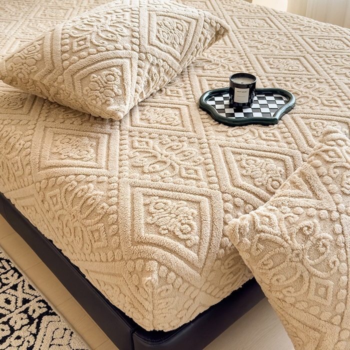 Tarpvalstybinis europietiško stiliaus žieminis sutirštintas raižytas vilnos lovos užtiesalas, žakardo bokšto vilnos lovos užtiesalas, „Simmons“ čiužinio apsauginis užvalkalas užsienio prekybai