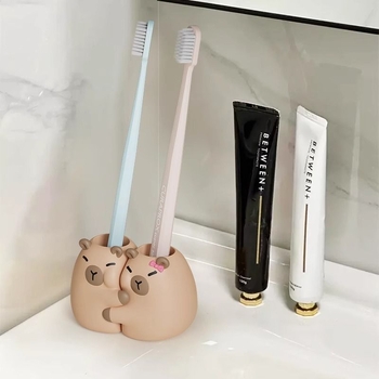 Kūrybingos poros vonios kambario neperforuotas dantų šepetėlių laikiklis, laikymo lentynėlė, mielas dantų laikymo dantų pastos laikiklis, veido valiklio laikiklis