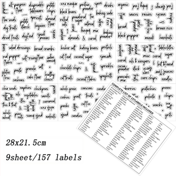 157 tarpvalstybinės virtuvės maisto skardinių permatomos lipdukų, vandeniui ir aliejui atsparių įvairių grūdų duonos plastikinės laikymo dėžės klasifikacijos etiketės