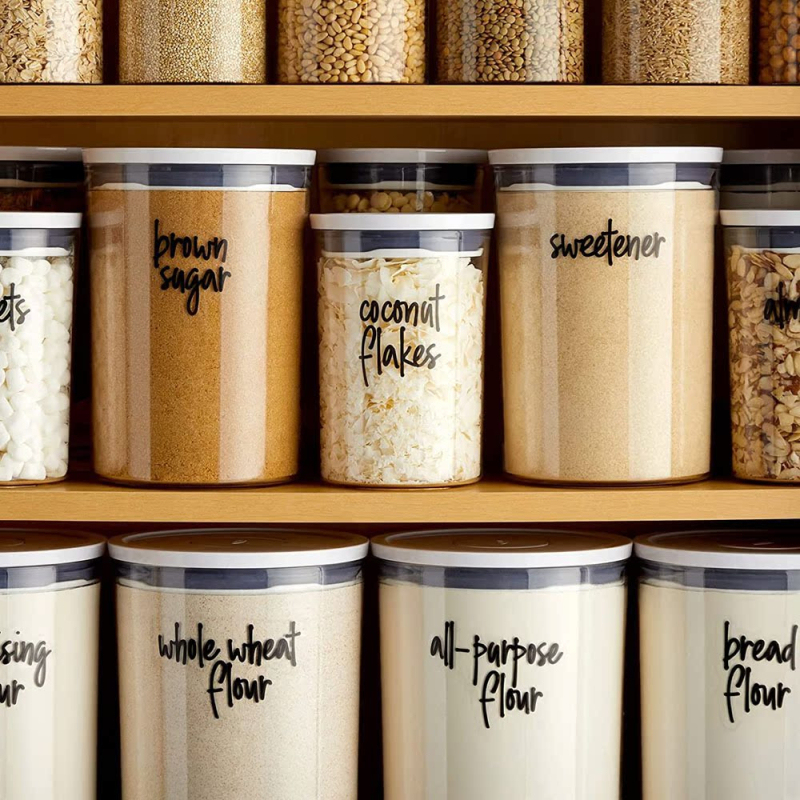 157 tarpvalstybinės virtuvės maisto skardinių permatomos lipdukų, vandeniui ir aliejui atsparių įvairių grūdų duonos plastikinės laikymo dėžės klasifikacijos etiketės