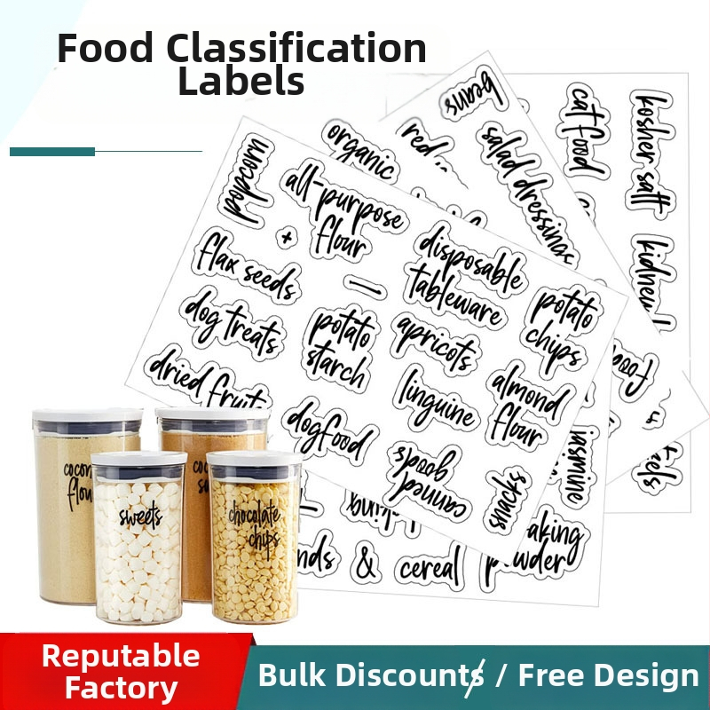 157 tarpvalstybinės virtuvės maisto skardinių permatomos lipdukų, vandeniui ir aliejui atsparių įvairių grūdų duonos plastikinės laikymo dėžės klasifikacijos etiketės