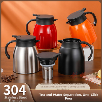 304 nerūdijančio plieno termosas su arbatos nutekėjimo kavos virduliu dvigubas vakuuminis virdulys 1,0 l termoso butelis viešbučio reikmenys