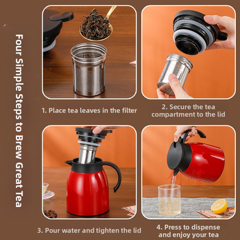 304 nerūdijančio plieno termosas su arbatos nutekėjimo kavos virduliu dvigubas vakuuminis virdulys 1,0 l termoso butelis viešbučio reikmenys