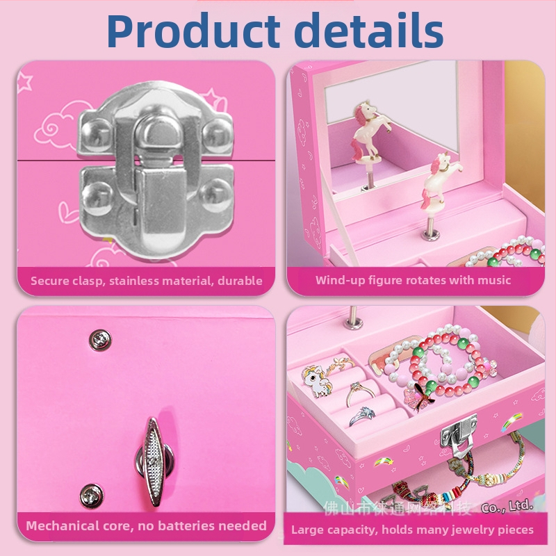 Музикална кутия Еднорог Изящна кутия за съхранение на бижута Трансгранична гореща продавана музикална кутия Детска кутия за подаръци на склад