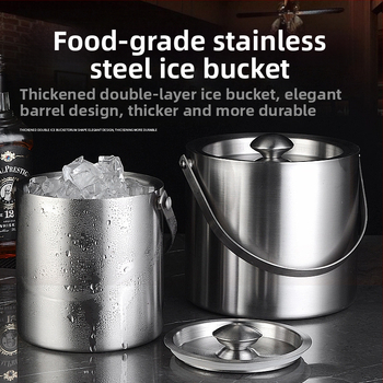 Кофа за лед от неръждаема стомана, кофа за лед, преносима кофа за бира, бар, KTV, изолация за бира и шампанско, кофа за лед, кофа от неръждаема стомана