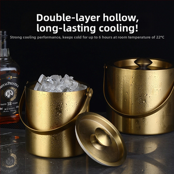 Кофа за лед от неръждаема стомана, кофа за лед, преносима кофа за бира, бар, KTV, изолация за бира и шампанско, кофа за лед, кофа от неръждаема стомана
