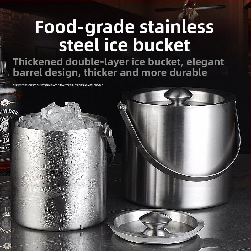 Nerūdijančio plieno ledo kibiras nešiojamas alaus kibiro baras KTV alaus šampano izoliacinis ledo kibiras nerūdijančio plieno kibiras
