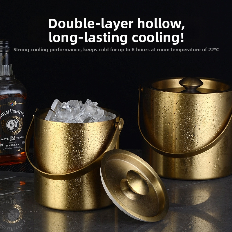 Кофа за лед от неръждаема стомана, кофа за лед, преносима кофа за бира, бар, KTV, изолация за бира и шампанско, кофа за лед, кофа от неръждаема стомана
