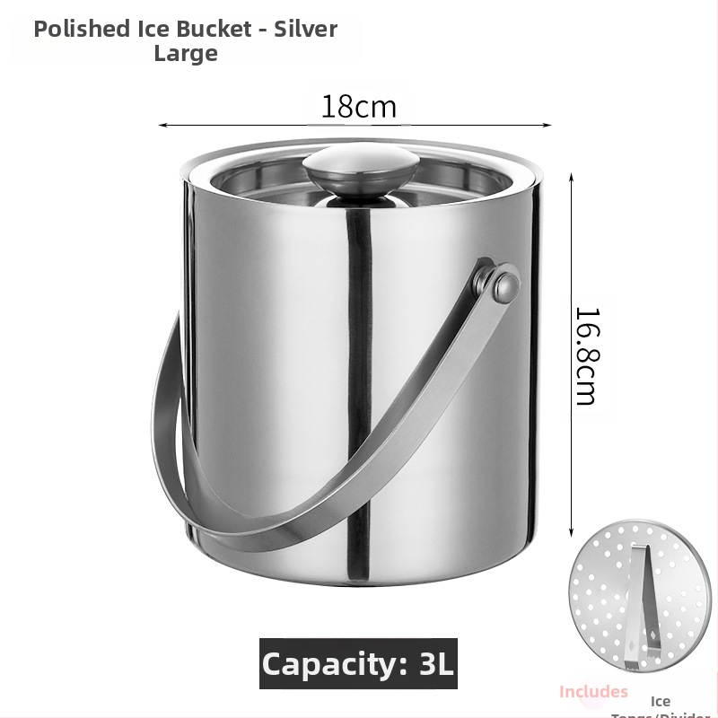 Кофа за лед от неръждаема стомана, кофа за лед, преносима кофа за бира, бар, KTV, изолация за бира и шампанско, кофа за лед, кофа от неръждаема стомана