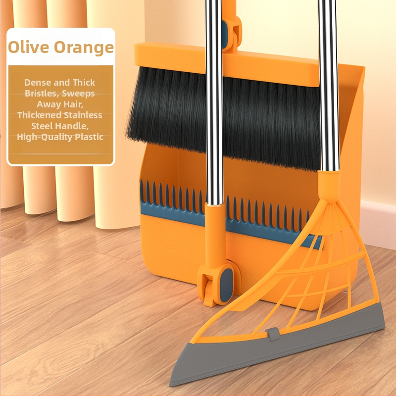 Magnetinė stora sulankstoma šluota, šiukšliadėžės rinkinys, kombinuotas buitinis grindų šepetys, trijų funkcijų, taupanti vietą