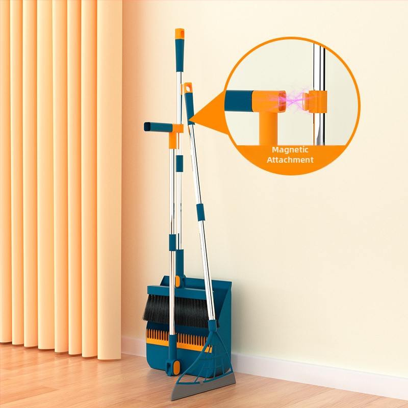 Magnetinė stora sulankstoma šluota, šiukšliadėžės rinkinys, kombinuotas buitinis grindų šepetys, trijų funkcijų, taupanti vietą