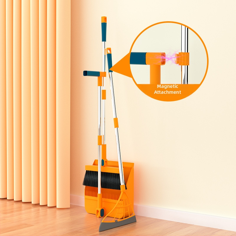 Magnetinė stora sulankstoma šluota, šiukšliadėžės rinkinys, kombinuotas buitinis grindų šepetys, trijų funkcijų, taupanti vietą