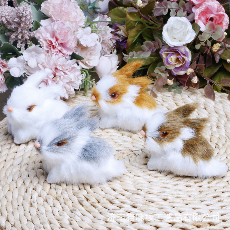 Simuliacinis zuikio butiko mini rinkinys, keturi triušiai, aukštos klasės rankų darbo amatai, papuošalai, dovanos, gimtadienio dovanos, didmeninė prekyba