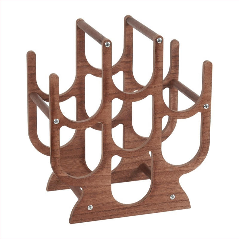 Нов 7-дупков наклонен многослоен дървен стелаж за червено вино за бар ресторант, вертикален стелаж за вино