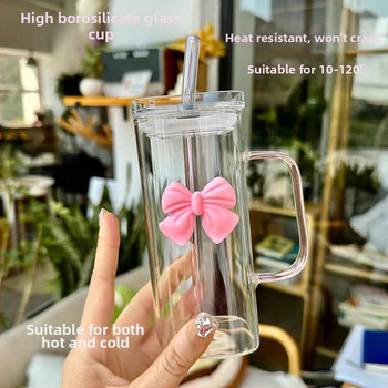 Чаша с дръжка от пудра с високо боросиликатно покритие, висока цветна стойност, богиня, плодов чай, кафе и мляко, прозрачна квадратна вендуза