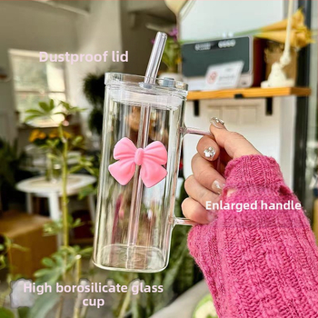 Κύπελλο με λαβή σε σκόνη, υψηλής ποιότητας βοριοπυριτικό, υψηλής ποιότητας χρωματική αξία, τσάι φρούτων, καφές, γάλα, διαφανές τετράγωνο κύπελλο βεντούζας