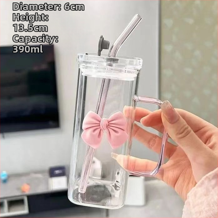 Чаша с дръжка от пудра с високо боросиликатно покритие, висока цветна стойност, богиня, плодов чай, кафе и мляко, прозрачна квадратна вендуза