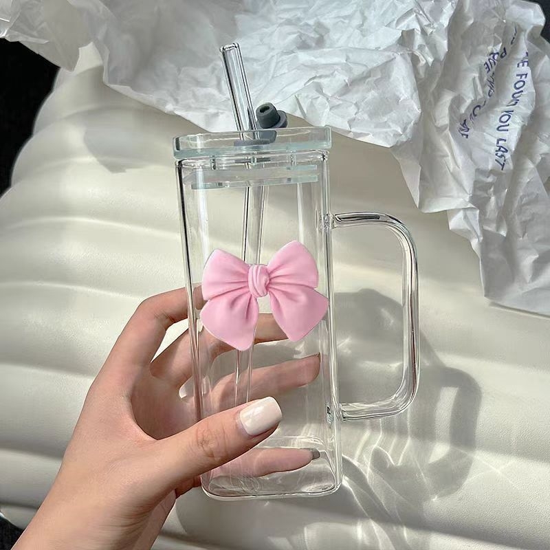 Чаша с дръжка от пудра с високо боросиликатно покритие, висока цветна стойност, богиня, плодов чай, кафе и мляко, прозрачна квадратна вендуза