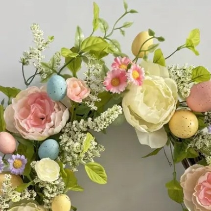 Pārrobežu Amazon mājas durvju piekaramā Ziemeļvalstu augšāmcelšanās olu krāsas olu simulācija ziedu gredzenu durvju piekaramā Lieldienu rotājumi