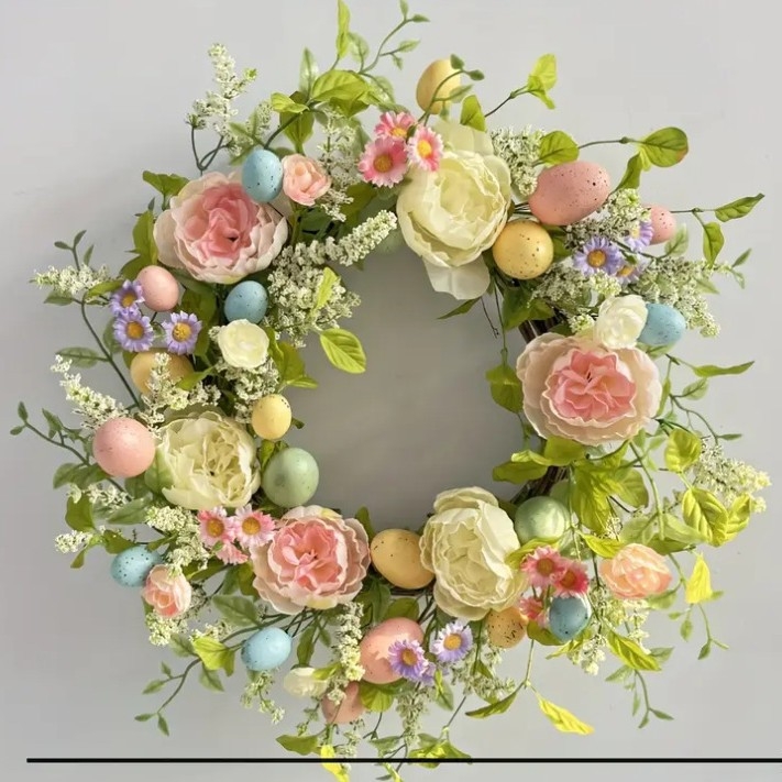 Pārrobežu Amazon mājas durvju piekaramā Ziemeļvalstu augšāmcelšanās olu krāsas olu simulācija ziedu gredzenu durvju piekaramā Lieldienu rotājumi