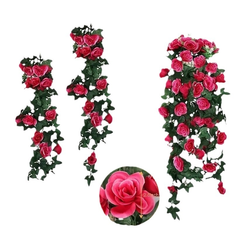 Simulatsioon roosist rotangist seinale riputatav kunstlille rotangist elutoa seinakaunistus roheline taim lagi siseruumides torust seinale riputatav lillekunst