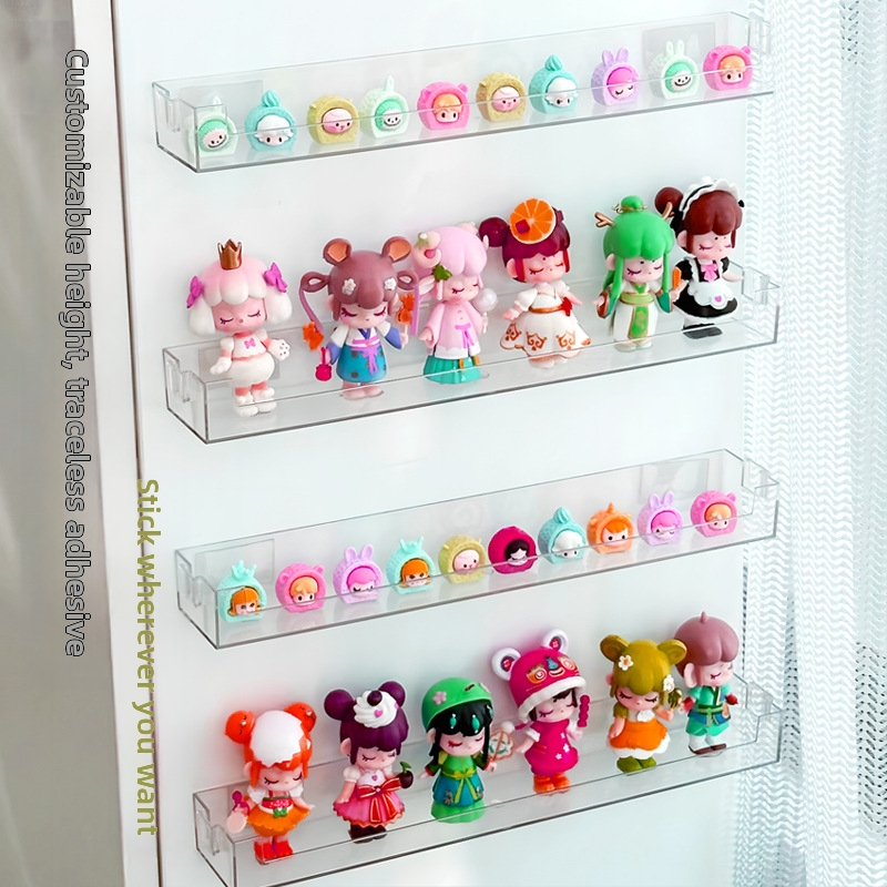 Úložný box na rolety Lego Bubble Mart Priehľadná akrylová polica na stenu Závesný stojan na stenu Malé ozdoby Veľký rám