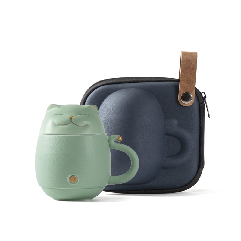 Loominguline keraamiline rõõmukassikruus tee eraldumiseks filtriga, kodukontori paarile mõeldud veekruus graveeritud tekstilogoga