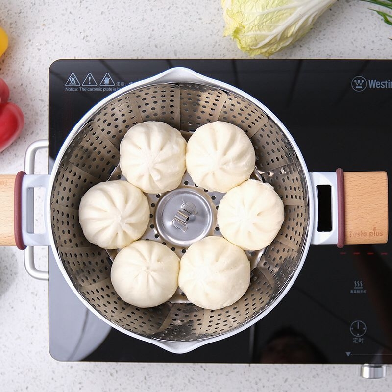 Sabiezināts nerūsējošā tērauda tvaicēšanas režģis, izvelkams, salokāms tvaicēšanas paplāte, tvaicēšanas paplāte, tvaicēšanas režģi, daudzfunkcionāla augļu paplāte, notekas grozs, dāvana