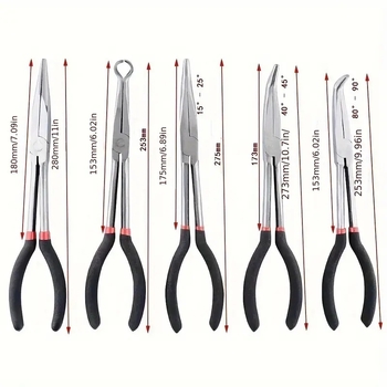 Skersinės prailginimo replės smailiomis nosimis, tinka 11 colių O formos užspaudimo galvutei, uždegimo žvakių išjungimo replėms, alyvos vamzdžių atskyrimo replėms