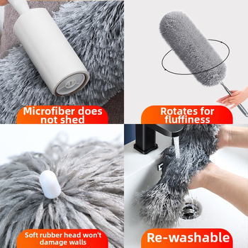 Plunksninis dulkių siurblys Elektrostatinis dulkių valymas Buitinis teleskopinis strypas Dulkių valymas Lubų valymas dideliais tarpais