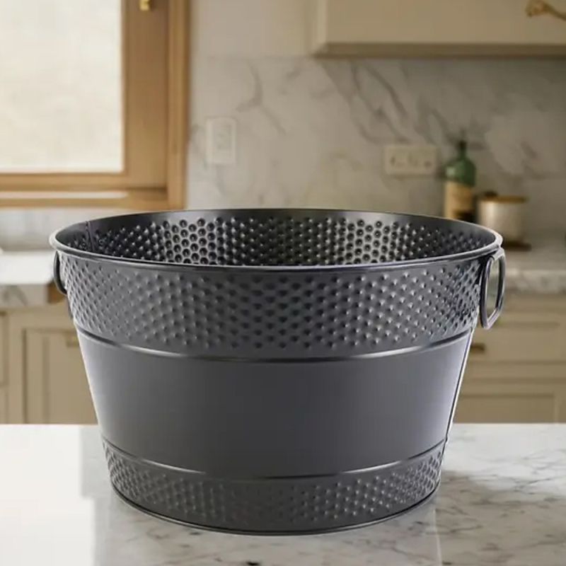 Užsienio prekyba Europietiško stiliaus ledo kibirėlis Namų baras Komercinis lauko apvalus ledo kibirėlis Cinkuotas geležinis šampano kibirėlis Vyno alaus kibirėlis