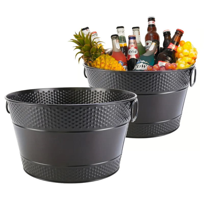 Užsienio prekyba Europietiško stiliaus ledo kibirėlis Namų baras Komercinis lauko apvalus ledo kibirėlis Cinkuotas geležinis šampano kibirėlis Vyno alaus kibirėlis