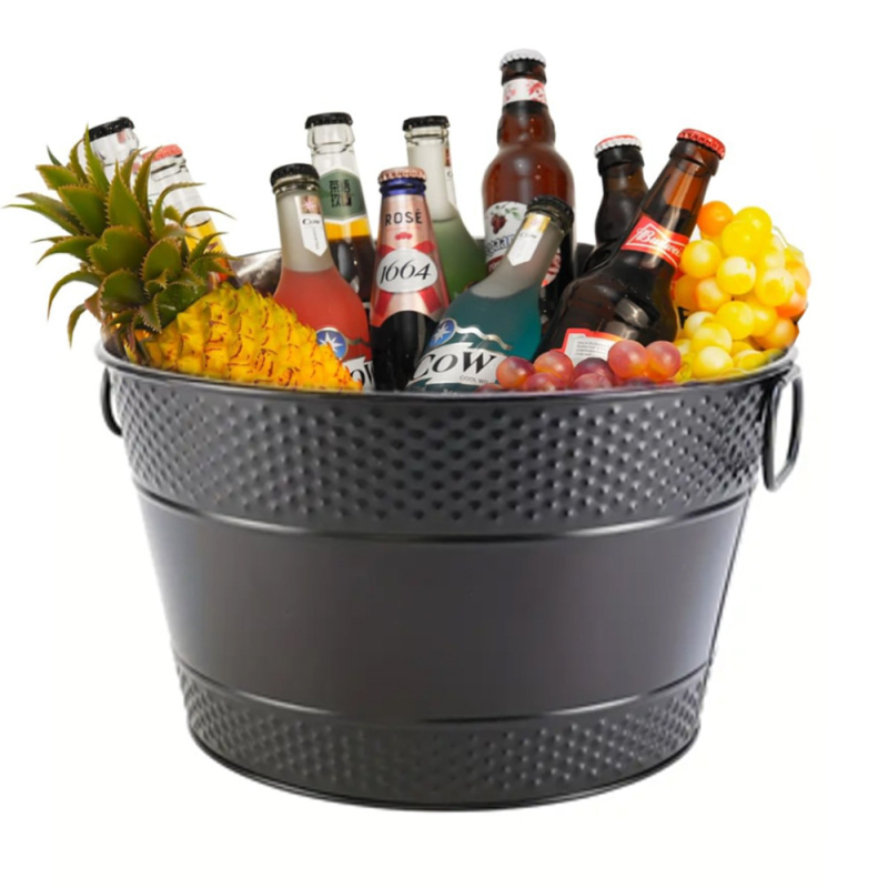 Užsienio prekyba Europietiško stiliaus ledo kibirėlis Namų baras Komercinis lauko apvalus ledo kibirėlis Cinkuotas geležinis šampano kibirėlis Vyno alaus kibirėlis