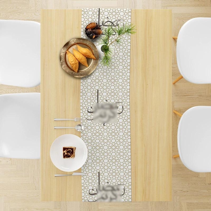 Tarpvalstybinio arabų festivalio stalo vėliava, kūrybingi laiškai, festivalio dekoravimas, restorano festivalio atmosfera, dulkės, yra sandėlyje.