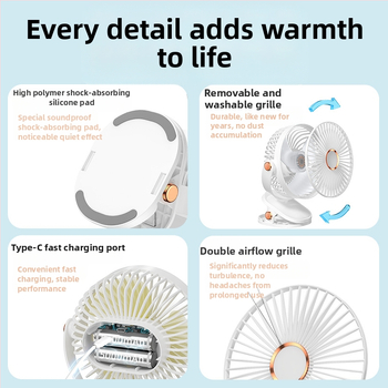 2024 Robbanások USB kis ventilátor töltés irodai asztali diákkollégium ágyfej nagy szél klip mini ventilátor