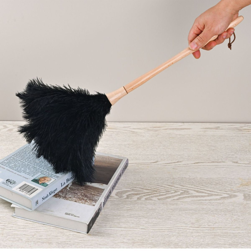 Stručio plunksnų šluostė dulkių šluostė plunksnų šluostė plunksnų šluostė su medžio masyvo rankena plunksnų šluostė valymo rekvizitai